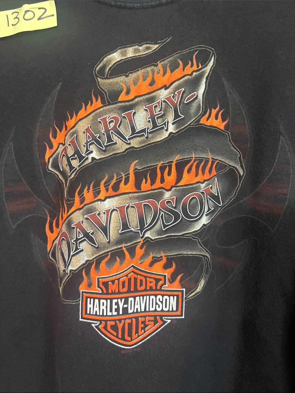 Harley-Davidson Black Long Sleeve Flame Logo Tee Size Large